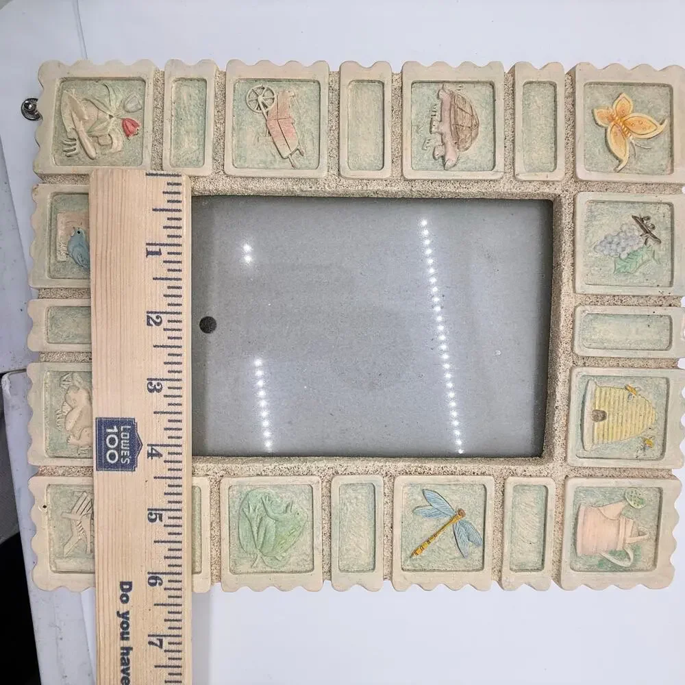 VTG‎ Amor Malden Intl Hand Painted Garden Ceramic 6x4 Picture Frame Cottagecore